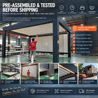 Grande pergola bioclimatique multi-aisles avec système de toiture à lames orientables électriques en aluminium et éclairage LED pour projets commerciaux