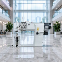 Machine à coudre industrielle à double aiguille avec bras long et crochet large, pour la couture de cuir 3D courbé et de sièges de voiture