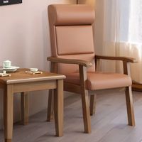 Fauteuil moderne en bois massif avec dossier haut rembourré et pieds en bois massif pour réunions de bureau, mahjong, détente décontractée, seniors