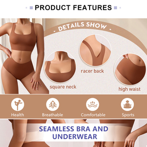 Ensemble de sous-vêtements pour femmes sans couture, doux et confortable, soutien-gorge et culotte froncés, lingerie unie, ensemble de lingerie intime - Product Image 4