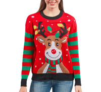 Pull de Noël personnalisé 2026 pour femme, à manches longues, en acrylique tricoté, style « Ugly Christmas » pour adultes