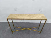 Table console de style vintage moderne pour salon, table en marbre, villa, hôtel, cadre en métal doré forgé