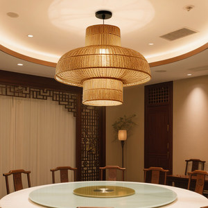 Lámpara colgante de estilo japonés, candelabro redondo Wabi Sabi para restaurante, Hotel, salón de banquetes, habitación privada, decoración del sudeste asiático - Product Image 3