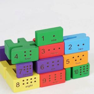 Blocs en bois numérotés colorés 1-10, jeu numérique, compétition d'équilibre, blocs de construction à empiler - Product Image 5