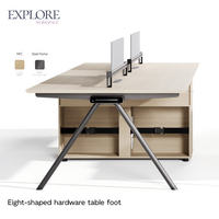 Système de bureau modulaire moderne en bois avec panneaux de conception pour 4 à 8 personnes, armoire de rangement et cloisons de séparation pour usage commercial