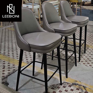 Taburete de <span class=keywords><strong>Bar</strong></span> de lujo de cuero tapizado moderno, sillas de altura de mostrador con 4 Patas de madera maciza, sillas de <span class=keywords><strong>bar</strong></span> para <span class=keywords><strong>restaurante</strong></span> y <span class=keywords><strong>bar</strong></span> - Product Image 4