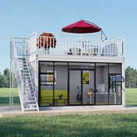 Maison préfabriquée pliable, conteneur de 20 pieds, mur en verre, terrasse sur le toit, bureau, studio, acier isolé, moderne, sur mesure, OEM, ODM