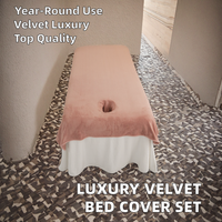 Drap plat de luxe 100 % polyester velours uni de qualité supérieure, toutes saisons, 500 fils, sans trou, pour salon, spa, hôpital