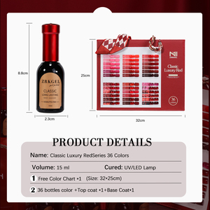ZRKGEL 15ml 36 Colores, Esmalte de <span class=keywords><strong>Uñas</strong></span> en Gel de Lujo Color Rojo Vino, Alta Pigmentación, Libre de HEMA y TPO, Marca Privada, Venta al Por Mayor para Salones de Belleza - Product Image 5