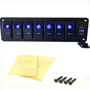 8 Gang Led Auto Rocker Switch Panel Switch for Rv Boat Yacht circuit Breaker 12 -24 V