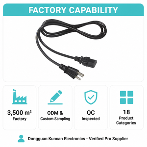 Cable de alimentación NEMA 5-15P a IEC C13, 18AWG, 10A, 125V, cable de CA estadounidense de 3 clavijas con conexión a tierra para monitor de escritorio, impresora, estación de trabajo - Product Image 1