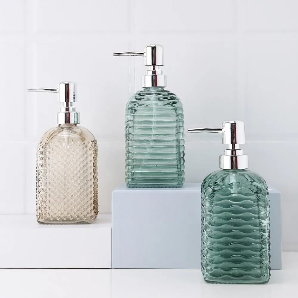 Set di dispenser di sapone in vetro di alta qualità accessori per il bagno dispenser di sapone liquido accessori per prodotti da bagno