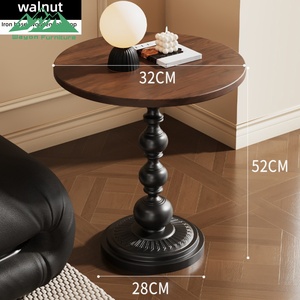 Wayon Furniture Vintage <strong>Black</strong> <strong>Round</strong> <strong>Side</strong> <strong>Table</strong> with Detailed Pedestal Base for Living Room or Bedroom Decor - Product Image 3