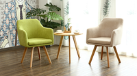 Fauteuil de salon en tissu de velours, chaise avec jambes en bois massif, nouveau style moderne