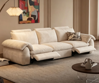 Ensemble de canapés inclinables électriques VOXHOME en polyester, meubles de salon modernes, canapé inclinable en tissu à 3 places réglable électriquement