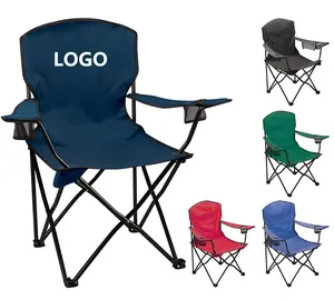 Custom Design Logo Voor Promotionele Gedrukte Outdoor Draagbare Vissen Wandelen Met Rugondersteuning Opvouwbare Campingstoelen