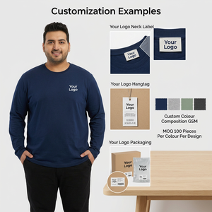 Camiseta de Manga Larga para Hombre, Talla Grande, 160 GSM, Algodón Lavado, Logotipo Personalizado, Venta al Por Mayor - Product Image 5