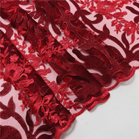 Tela de Encaje Bordado T-win Textile, 7 Colores, Terciopelo Rojo, Tela de Bordado Personalizada, Tela de Fiesta