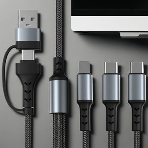 5 trong 1 60W PD sạc nhanh nylon bện Cáp USB cho <span class=keywords><strong>iPhone</strong></span> Samsung hiệu quả truyền dữ liệu USB C sạc cáp - Product Image 2