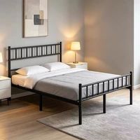 Cadre de lit en fer noir minimaliste pour dortoir, appartement, chambre - Cadre de lit en fer renforcé