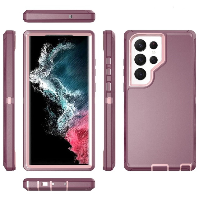 3 in 1 Rugged Heavy Duty Defender Phone Case For Samsung S25 Edge S24 Ultra S23 FE S22 Plus S21 Note 20 Armor Shockproof Cover