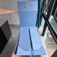 Conception personnalisée grande énorme boîte de papier Jumbo bleue emballage boîte pliable rigide avec aimant et poignée