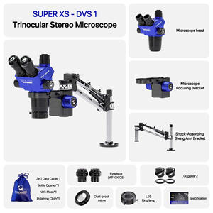 <span class=keywords><strong>Microscope</strong></span> stéréoscopique trinoculaire SUPER XS-DVS 1, zoom continu 6,7X-45X, oculaire ultra grand angle WF10X25, optique Greenough, flexible - Product Image 3