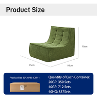 Fauteuil de salon modulaire moderne en tissu vert sans accoudoirs pour hôtel, appartement, salon, une place, compression sous vide, haute densité