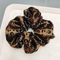 Bandeau en satin à imprimé léopard floqué, style rétro européen et américain, chouchous pour femmes