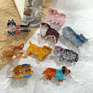 Nuova <span class=keywords><strong>Clip</strong></span> per gatto cane in acrilico transfrontaliero con pinza per artiglio simpatico cartone animato border Collie retro testa di squalo Design decorazione quotidiana dei capelli - Product Image 2