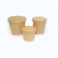 Bol à soupe en papier kraft jetable, cuvette à nouilles, emballage de tasses à emporter, bol à soupe avec couvercles, pièces