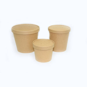 Importado desechable tazón de fideos de embalaje para llevar sopa tazas de papel kraft marrón de tazón de sopa con tapas - Product Image 5