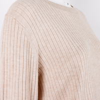 Nouveau pull en tricot beige à manches longues, pantalon long, col rond, pull en laine mérinos ample, ensemble de pull en tricot