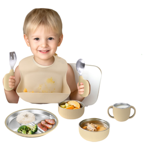 ชุดอุปกรณ์ป้อนอาหารเด็กแบบดูดติดโต๊ะ ผลิตจากซิลิโคนเกรดอาหาร ทนทาน กันลื่น ปลอดสาร BPA ดีไซน์ 6 ชิ้น สำหรับเด็กอายุ 0-12 เดือน ใช้งานด้วยมือ - Product Image 1