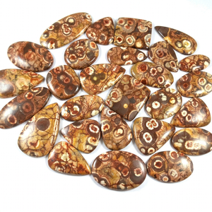 Natural Bird Eye Jasper Cabochon Loose Gemstone Bulk Polished Wholesale Gemstone Cabs Radha Arts Brown 25-40mm Jewelry Making - Product Image 1