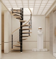 Escaliers en spirale modernes en acier et bois pour l'extérieur – Vente chaude d'escaliers circulaires intérieurs pour greniers, appartements, villas et maisons