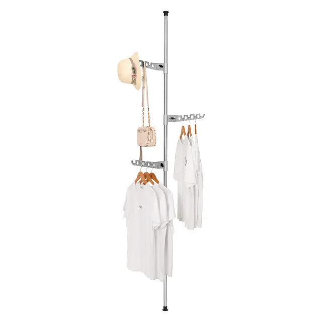 ZQ20 Garment Rack Stand Cabide Cabide Organizador do Armário Soco Livre Quarto Floor Hanger Roupas Casaco Vestuário Rack