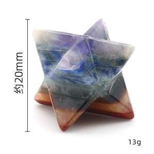 Cristal naturel Pierre Mosaïque Artisanat Merkaba Grand Satellite Petite Figurine Forme Hexagramme - Product Image 2