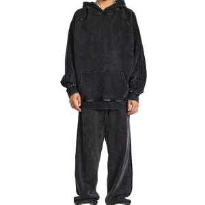 Sudadera con capucha Vintage lavada con ácido <span class=keywords><strong>de</strong></span> algodón 100% <span class=keywords><strong>nueva</strong></span> <span class=keywords><strong>serie</strong></span> High Street con cuello con capucha patrón <span class=keywords><strong>de</strong></span> suéter viejo lavado con piedra - Product Image 2