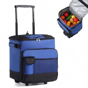 43L <b>Large</b> Capacity Fresh-Keeping Aluminum Foil Outdoor Insulation Picnic Ice Cooler <b>Pack</b> Lunch Bag Trolley Case for Car - Product Image 1