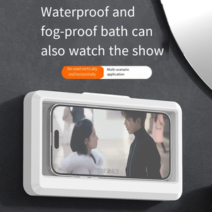 <b>Shower</b> Phone Holder – Waterproof & Anti-fog Universal Phone Case, Wall Mounted Bathroom Phone Pouch – Touchscreen Compatible, Fu - Product Image 2