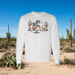 Camiseta de manga larga Patriotic Goose Cowboy Usa Flag 4th Of July - Product Image 3