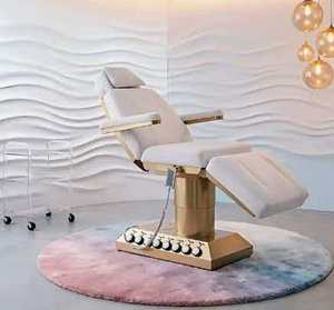Mesa de masaje de cuero blanco ajustable para tratamientos de belleza, masajes faciales y quiroprácticos - Product Image 3