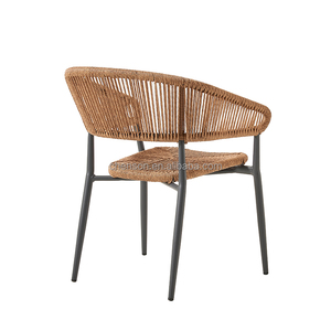 Silla de jardín impermeable para exteriores Silla de mimbre de aluminio Silla de comedor apilable para restaurante Patio - Product Image 3