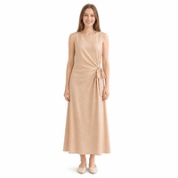 Robe longue sans manches coupe ample pour femme grande taille, col rond, taille nouée sur le côté, couleur blush, été, vente en gros, en stock, livraison immédiate
