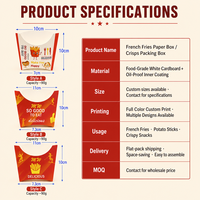 Boîte à frites écologique épaissie en carton alimentaire, résistante à l'huile, avec impression de logo personnalisé, emballage de snacks à emporter en gros