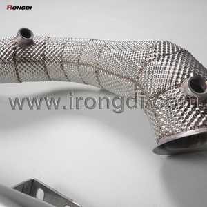 3.5" to 3" Stainless Steel AMG GT GTC GTS GTR M178 C190 Straight Downpipe Exhaust Pipe for Mercedes Benz Heat Shield - Product Image 5