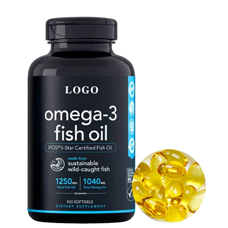 Private label Triple Strength healthcare supplement omega-3 deep sea fish oil capsule supplement support brain & heart health
