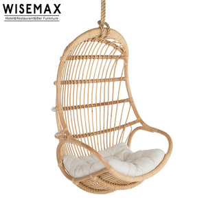 Silla Colgante Tipo Huevo de Mimbre WISEMAX, Muebles de Ocio para Balcón, Silla Colgante de Ratán Natural - Product Image 2