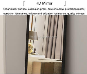 Çağdaş altın alüminyum alaşım çerçeveli yuvarlak köşe dikey asılı eski türden duvar aynası dikdörtgen tasarım - Product Image 4